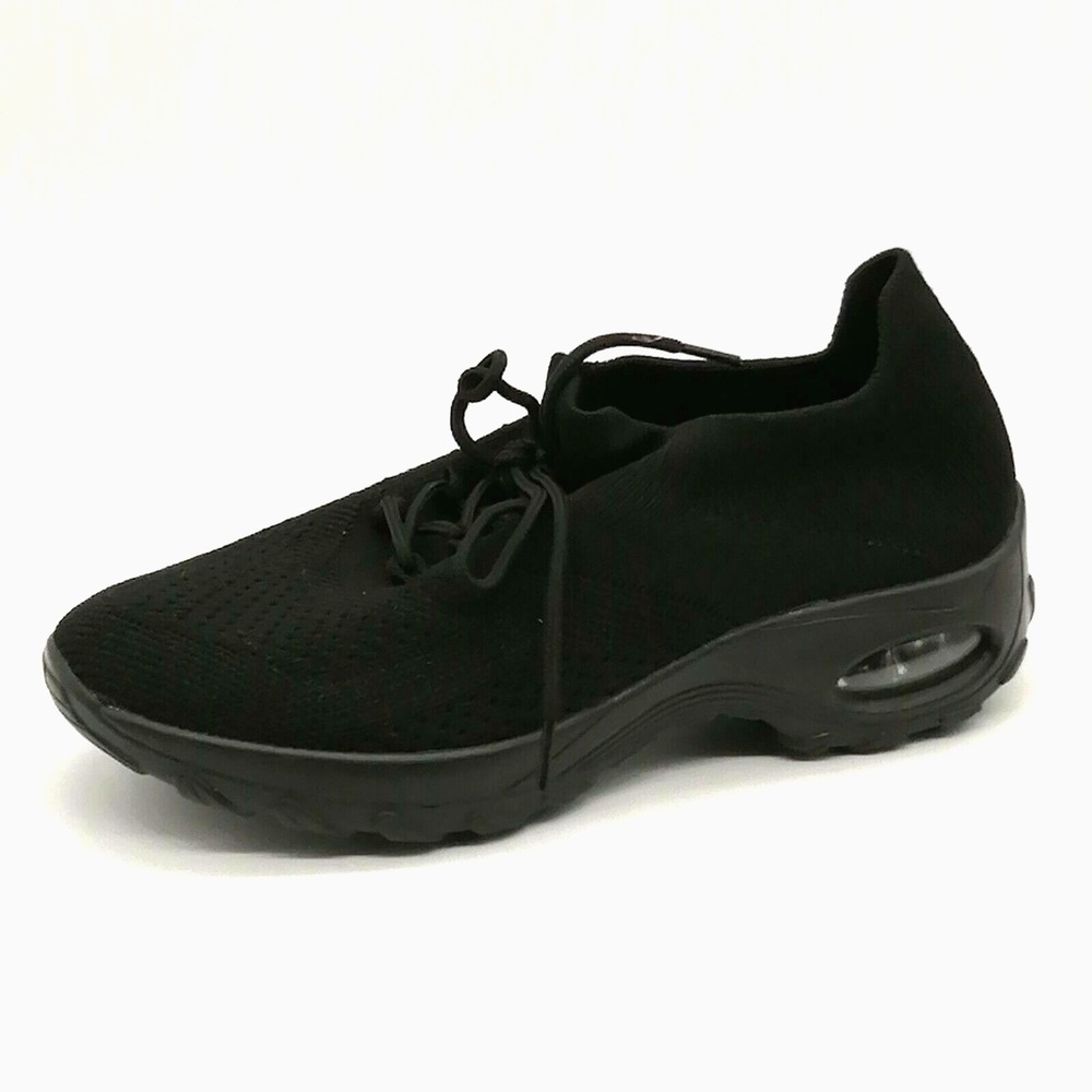 STQ Shoes Womens Black 9.5 Lace Up Sneaker Stretch Walking Comfort NEW